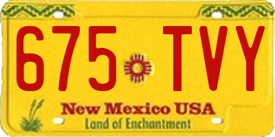 NM license plate 675TVY