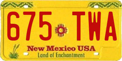 NM license plate 675TWA