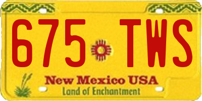 NM license plate 675TWS