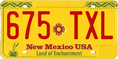 NM license plate 675TXL