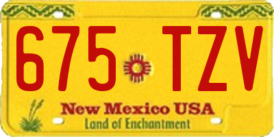 NM license plate 675TZV