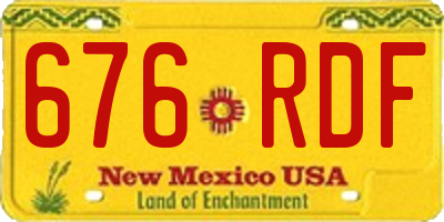 NM license plate 676RDF
