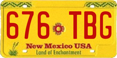 NM license plate 676TBG