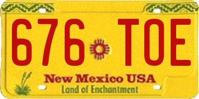 NM license plate 676TOE