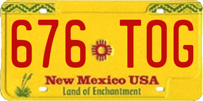 NM license plate 676TOG