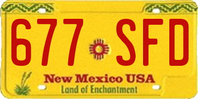 NM license plate 677SFD
