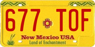 NM license plate 677TOF