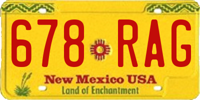 NM license plate 678RAG