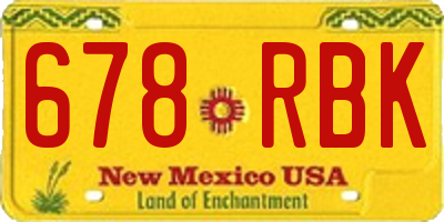 NM license plate 678RBK