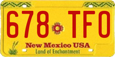 NM license plate 678TFO