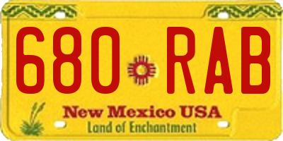 NM license plate 680RAB