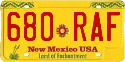 NM license plate 680RAF
