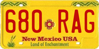 NM license plate 680RAG