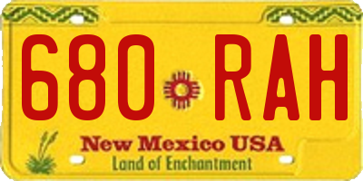 NM license plate 680RAH