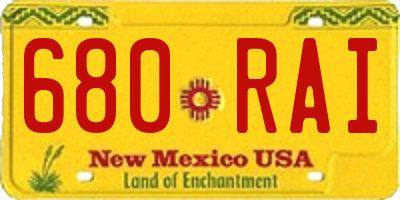 NM license plate 680RAI