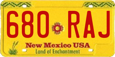 NM license plate 680RAJ