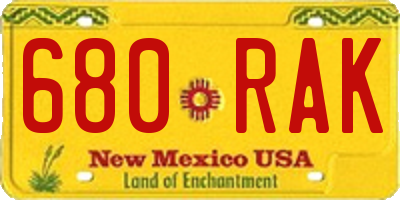 NM license plate 680RAK