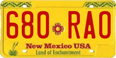 NM license plate 680RAO