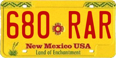 NM license plate 680RAR