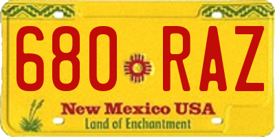 NM license plate 680RAZ