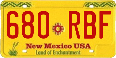 NM license plate 680RBF