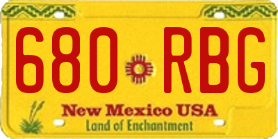 NM license plate 680RBG