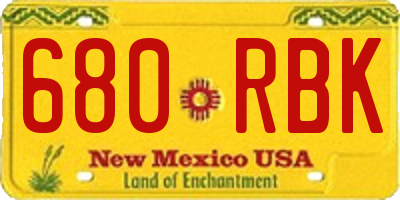 NM license plate 680RBK