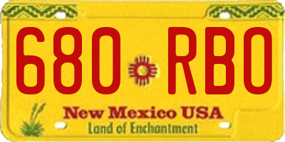 NM license plate 680RBO