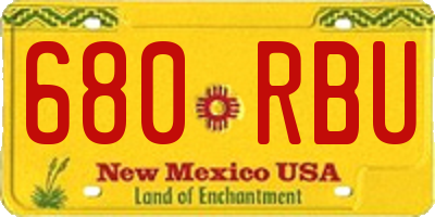 NM license plate 680RBU