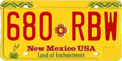 NM license plate 680RBW