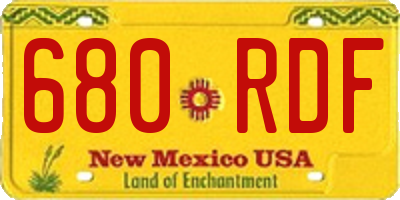 NM license plate 680RDF