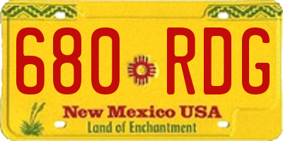 NM license plate 680RDG