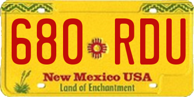 NM license plate 680RDU