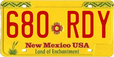 NM license plate 680RDY