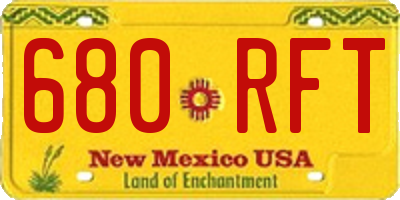 NM license plate 680RFT