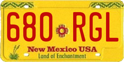 NM license plate 680RGL