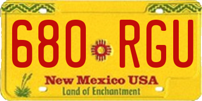 NM license plate 680RGU