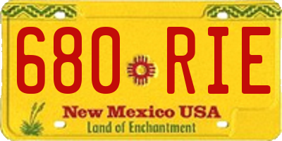 NM license plate 680RIE