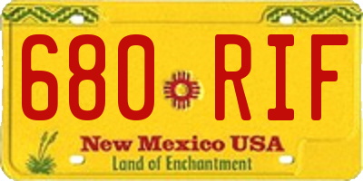 NM license plate 680RIF