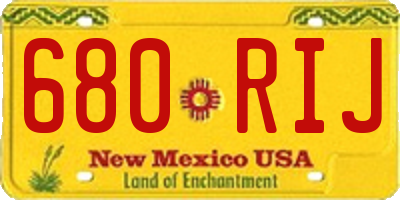 NM license plate 680RIJ