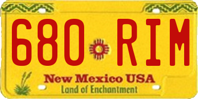 NM license plate 680RIM