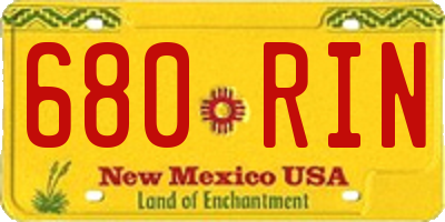 NM license plate 680RIN