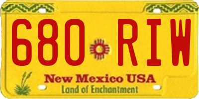 NM license plate 680RIW