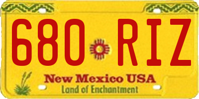 NM license plate 680RIZ
