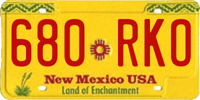 NM license plate 680RKO