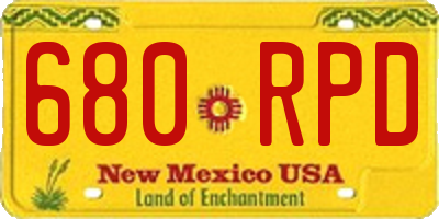 NM license plate 680RPD