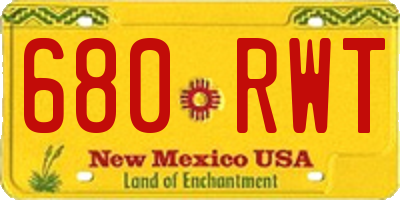 NM license plate 680RWT