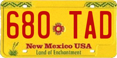 NM license plate 680TAD