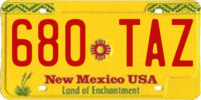 NM license plate 680TAZ