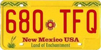 NM license plate 680TFQ